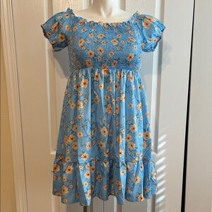 Blue Spring Yellow Floral Dress